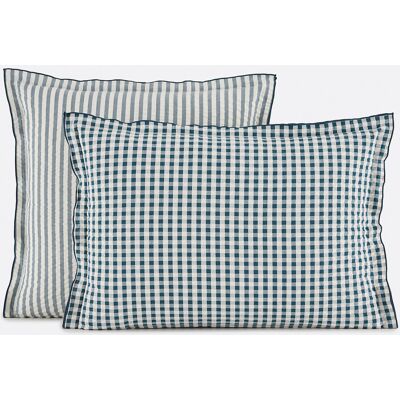 LA REDOUTE INTERIEURS Fodera per cuscino in cotone seersucker, COTTAGE BLU LA REDOUTE INTERIEURS Fodera per cuscino in cotone seersucker, COTTAGE BLU