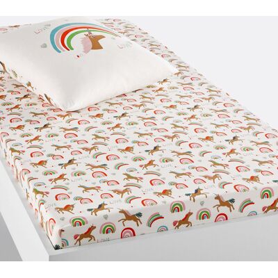 Lenzuolo in Cotone Biologico con Unicorno - Tipo di Letto Lenzuolo in Cotone Biologico con Unicorno - Tipo di Letto