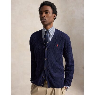 POLO RALPH LAUREN Cardigan con abbottonatura, maglia a treccia, misto lana POLO RALPH LAUREN Cardigan con abbottonatura, maglia a treccia, misto lana