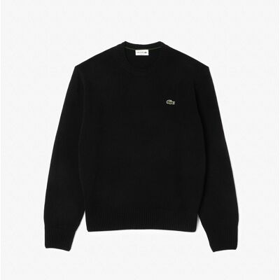 LACOSTE Maglione tinta unita girocollo in jersey di lana cardata LACOSTE Maglione tinta unita girocollo in jersey di lana cardata