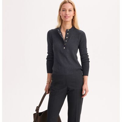 ANNE WEYBURN Pull girocollo a coste misto lana, maglia fine morbida ANNE WEYBURN Pull girocollo a coste misto lana, maglia fine morbida