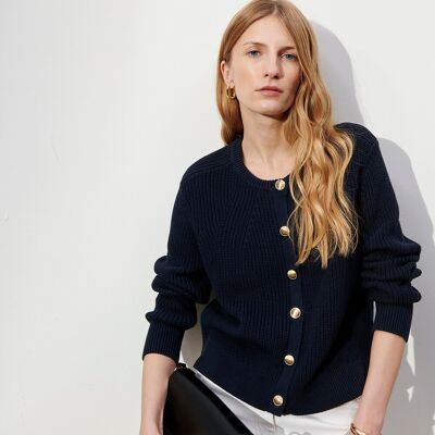 ANNE WEYBURN Cardigan con scollo rotondo, maglia a coste in puro cotone, chiusura con bottoni ANNE WEYBURN Cardigan con scollo rotondo, maglia a coste in puro cotone, chiusura con bottoni