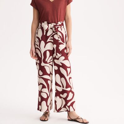 ANNE WEYBURN Pantaloni morbidi a gamba larga stampa grafica, con cintura ANNE WEYBURN Pantaloni morbidi a gamba larga stampa grafica, con cintura