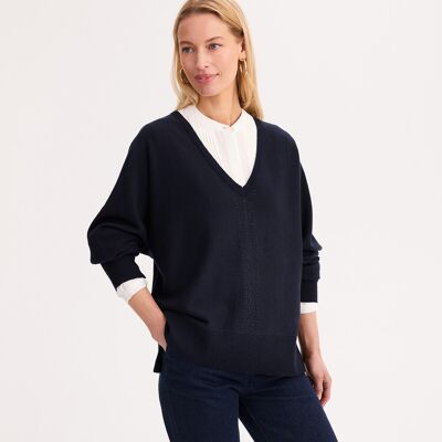 ANNE WEYBURN Maglia con scollo a V in maglia fine, misto lana ANNE WEYBURN Maglia con scollo a V in maglia fine, misto lana