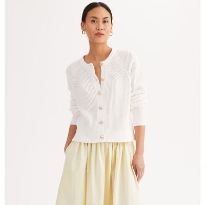 ANNE WEYBURN Cardigan con scollo rotondo, maglia a coste in puro cotone, chiusura con bottoni ANNE WEYBURN Cardigan con scollo rotondo, maglia a coste in puro cotone, chiusura con bottoni
