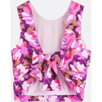 LA REDOUTE COLLECTIONS Top senza maniche da annodare sul retro con stampa floreale LA REDOUTE COLLECTIONS Top senza maniche da annodare sul retro con stampa floreale