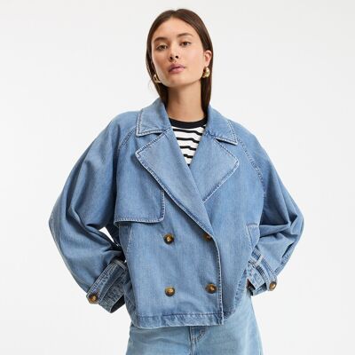 LA REDOUTE COLLECTIONS Trench corto in denim, firmato MARCELLIN LA REDOUTE COLLECTIONS Trench corto in denim, firmato MARCELLIN