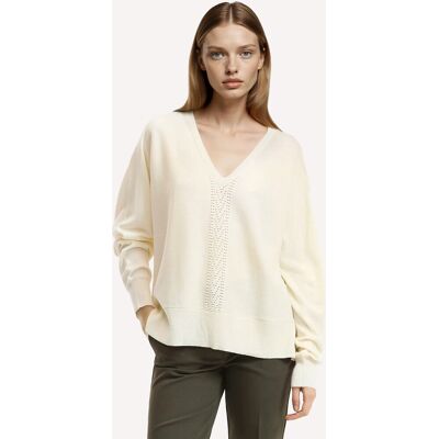 ANNE WEYBURN Maglia con scollo a V in maglia fine, misto lana ANNE WEYBURN Maglia con scollo a V in maglia fine, misto lana