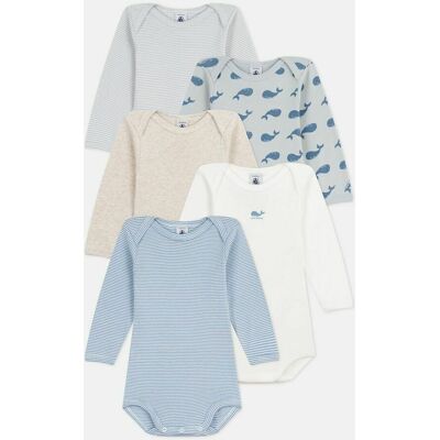 PETIT BATEAU Confezione da 5 body a maniche lunghe PETIT BATEAU Confezione da 5 body a maniche lunghe