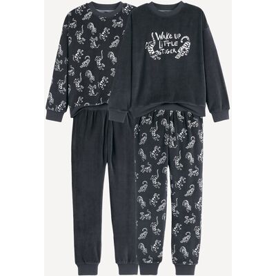 LA REDOUTE COLLECTIONS Set di 2 pigiami in velluto, motivi fosforescenti LA REDOUTE COLLECTIONS Set di 2 pigiami in velluto, motivi fosforescenti