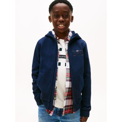 TOMMY HILFIGER Felpa con cappuccio e zip con ricamo sul petto TOMMY HILFIGER Felpa con cappuccio e zip con ricamo sul petto