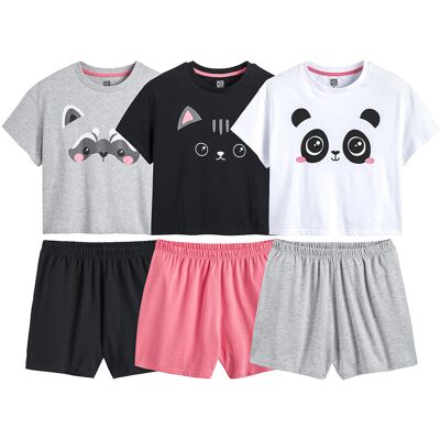 LA REDOUTE COLLECTIONS Confezione da 3 pigiama corti, motivi animali LA REDOUTE COLLECTIONS Confezione da 3 pigiama corti, motivi animali