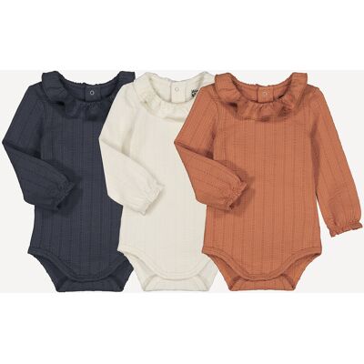 LA REDOUTE COLLECTIONS Set di 3 body a manica lunga con scollo a balze LA REDOUTE COLLECTIONS Set di 3 body a manica lunga con scollo a balze