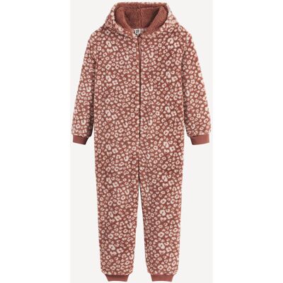 LA REDOUTE COLLECTIONS Pigiama con cappuccio in pile, stampa leopardata LA REDOUTE COLLECTIONS Pigiama con cappuccio in pile, stampa leopardata