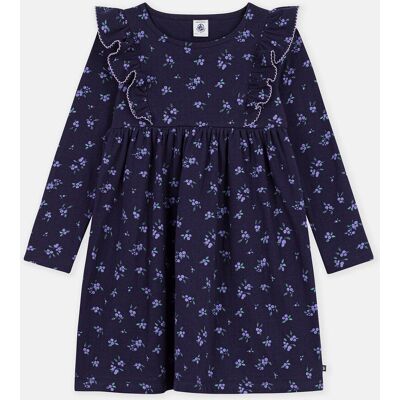 PETIT BATEAU Abito a maniche lunghe, con volant, con stampa floreale, in cotone PETIT BATEAU Abito a maniche lunghe, con volant, con stampa floreale, in cotone