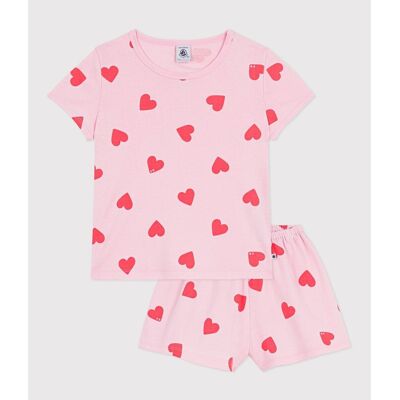 PETIT BATEAU Pigiama corto, cotone, stampa cuori PETIT BATEAU Pigiama corto, cotone, stampa cuori