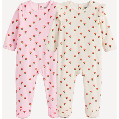 LA REDOUTE COLLECTIONS Confezione da 2 tutine, velluto, stampa a fiori LA REDOUTE COLLECTIONS Confezione da 2 tutine, velluto, stampa a fiori