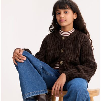 LA REDOUTE COLLECTIONS Cardigan girocollo, bottoni, in grossa maglia LA REDOUTE COLLECTIONS Cardigan girocollo, bottoni, in grossa maglia