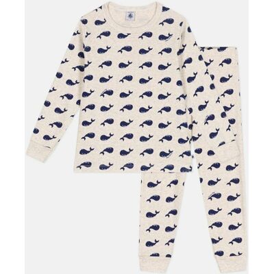 PETIT BATEAU Pigiama per bambini in cotone con balena stampata PETIT BATEAU Pigiama per bambini in cotone con balena stampata