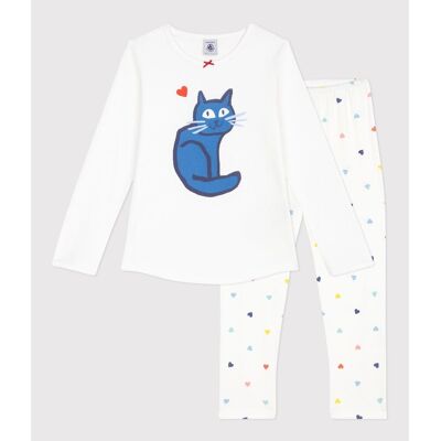 PETIT BATEAU Pigiama in cotone, motivo gatti e cuori PETIT BATEAU Pigiama in cotone, motivo gatti e cuori
