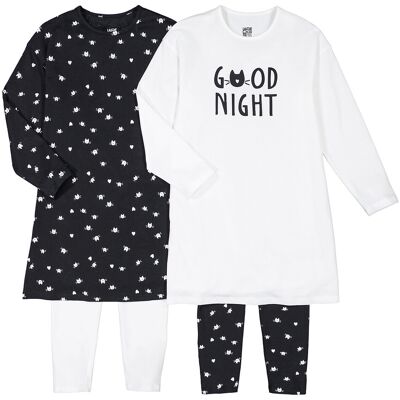 LA REDOUTE COLLECTIONS Confezione da 2 pigiami camicia da notte, stampa gatto LA REDOUTE COLLECTIONS Confezione da 2 pigiami camicia da notte, stampa gatto