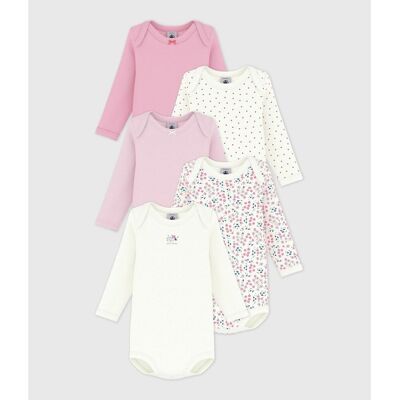 PETIT BATEAU Set di 5 body a maniche lunghe, stampa floreale PETIT BATEAU Set di 5 body a maniche lunghe, stampa floreale