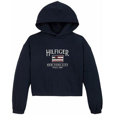 TOMMY HILFIGER Felpa con cappuccio, logo con paillettes TOMMY HILFIGER Felpa con cappuccio, logo con paillettes