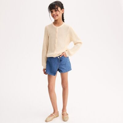 LA REDOUTE COLLECTIONS Cardigan a girocollo, in maglia fine pointelle LA REDOUTE COLLECTIONS Cardigan a girocollo, in maglia fine pointelle