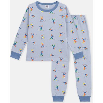 PETIT BATEAU Pigiama in felpa, con stampa con sciatori PETIT BATEAU Pigiama in felpa, con stampa con sciatori