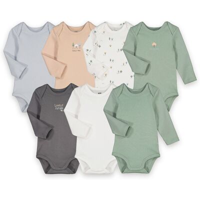 LA REDOUTE COLLECTIONS Set di 7 body stampati a maniche lunghe LA REDOUTE COLLECTIONS Set di 7 body stampati a maniche lunghe