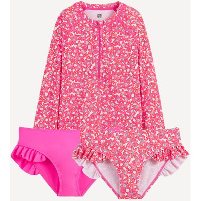LA REDOUTE COLLECTIONS Costume da bagno a 2 pezzi, stampa floreale, maglietta con protezione UV e 2 mutandine LA REDOUTE COLLECTIONS Costume da bagno a 2 pezzi, stampa floreale, maglietta con protezione UV e 2 mutandine