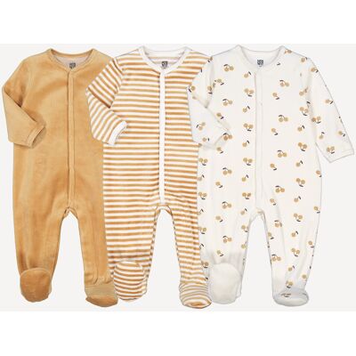 LA REDOUTE COLLECTIONS Confezione da 3 tutine in velluto, con ciliegie e righe LA REDOUTE COLLECTIONS Confezione da 3 tutine in velluto, con ciliegie e righe