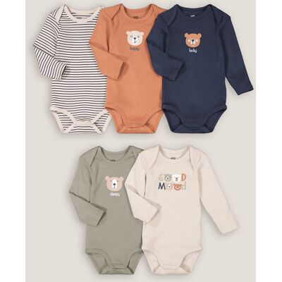 LA REDOUTE COLLECTIONS Confezione da 5 body a maniche lunghe con motivi di animali LA REDOUTE COLLECTIONS Confezione da 5 body a maniche lunghe con motivi di animali