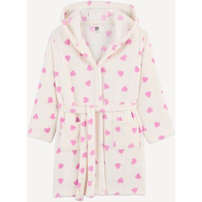LA REDOUTE COLLECTIONS Accappatoio con cappuccio, in pile, con stampa a cuori LA REDOUTE COLLECTIONS Accappatoio con cappuccio, in pile, con stampa a cuori