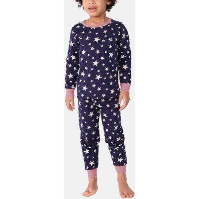 PETIT BATEAU Pigiama per bambini in felpa con stelle stampate PETIT BATEAU Pigiama per bambini in felpa con stelle stampate