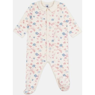 PETIT BATEAU Pigiama per neonati in felpa spazzolata con colletto a petali PETIT BATEAU Pigiama per neonati in felpa spazzolata con colletto a petali