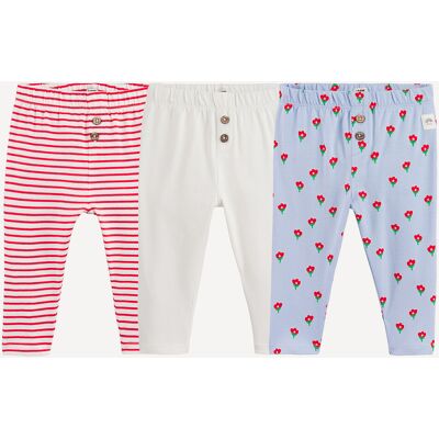 LA REDOUTE COLLECTIONS Confezione da 3 leggings, tinta unita, righe e stampa a fiori LA REDOUTE COLLECTIONS Confezione da 3 leggings, tinta unita, righe e stampa a fiori