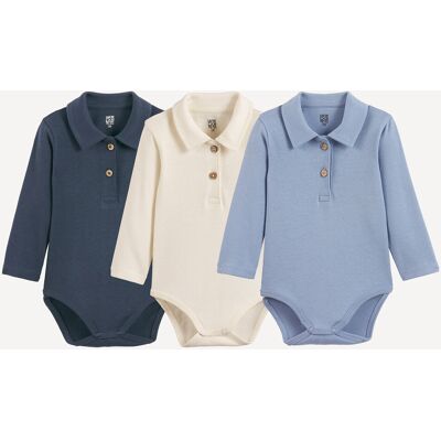 LA REDOUTE COLLECTIONS Set di 3 body per neonato, a maniche lunghe con colletto polo abbottonato LA REDOUTE COLLECTIONS Set di 3 body per neonato, a maniche lunghe con colletto polo abbottonato