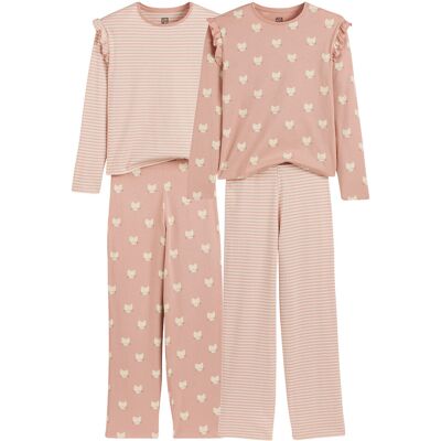 LA REDOUTE COLLECTIONS Confezione da 2 pigiami in cotone, stampa gatti e righe LA REDOUTE COLLECTIONS Confezione da 2 pigiami in cotone, stampa gatti e righe