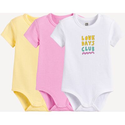 LA REDOUTE COLLECTIONS Set di 3 body a manica corta in jersey in rilievo LA REDOUTE COLLECTIONS Set di 3 body a manica corta in jersey in rilievo