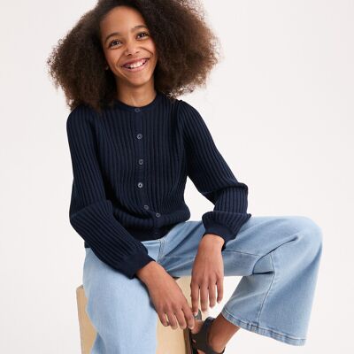 LA REDOUTE COLLECTIONS Cardigan a girocollo, in maglia fine pointelle LA REDOUTE COLLECTIONS Cardigan a girocollo, in maglia fine pointelle