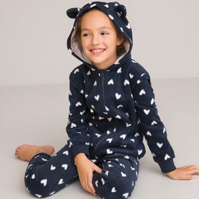 LA REDOUTE COLLECTIONS Sovrapigiama con cappuccio pile, stampa cuori LA REDOUTE COLLECTIONS Sovrapigiama con cappuccio pile, stampa cuori