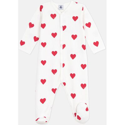 PETIT BATEAU Pigiama in felpa garzata, con stampa a cuori PETIT BATEAU Pigiama in felpa garzata, con stampa a cuori