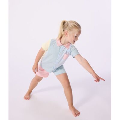 PETIT BATEAU Pigiama corto con bottoni, in cotone, a righe PETIT BATEAU Pigiama corto con bottoni, in cotone, a righe
