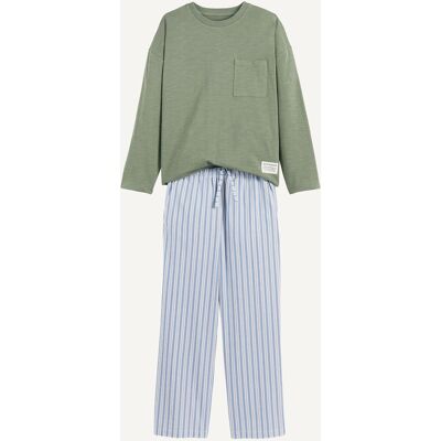 LA REDOUTE COLLECTIONS Pigiama in cotone, t-shirt tinta unita e pantaloni in popeline a righe LA REDOUTE COLLECTIONS Pigiama in cotone, t-shirt tinta unita e pantaloni in popeline a righe