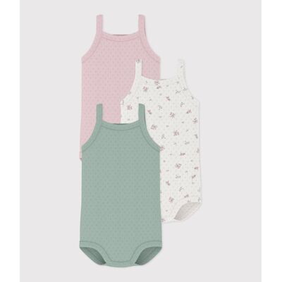 PETIT BATEAU Set di 3 body con spalline, in maglia pointelle PETIT BATEAU Set di 3 body con spalline, in maglia pointelle