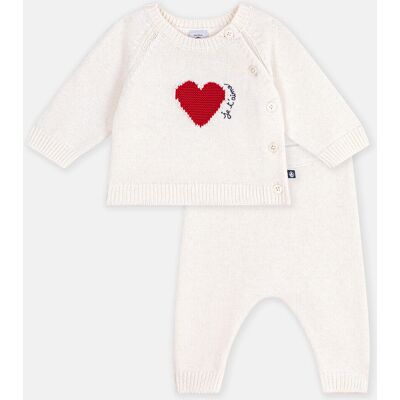 PETIT BATEAU Completo in maglia jacquard, motivo a cuori PETIT BATEAU Completo in maglia jacquard, motivo a cuori