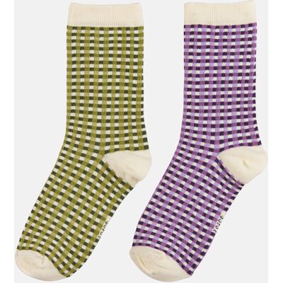 LA REDOUTE COLLECTIONS Set di 2 paia di calzini corti a quadri LA REDOUTE COLLECTIONS Set di 2 paia di calzini corti a quadri