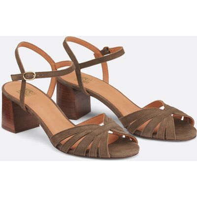 LA REDOUTE COLLECTIONS Sandali in pelle scamosciata con tacco LA REDOUTE COLLECTIONS Sandali in pelle scamosciata con tacco