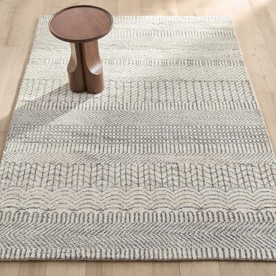 Tappeto in lana AM.PM fatto a mano - Ecru, Grigio, Blu Tappeto in lana AM.PM fatto a mano - Ecru, Grigio, Blu
